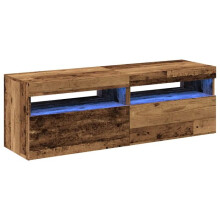 Mobili TV - HELLOSHOP26 - 60 x 35 x 40 cm - Set di 2 - LED RGB - Legno marrone antico