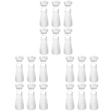36-Piece Apron and Chef Hat Set, Adjustable Children's Apron with Pockets (White, Suitable for 2-6 Year Old S)