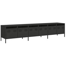 Mobile TV - HELLOSHOP26 - 202x39x43,5 cm - Acciaio laminato a freddo - 6 cassetti - Grigio opaco