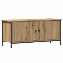 TV-meubel - HELLOSHOP26 - Rechthoekig 100x35x45 - Beige - Engineering hout - 2 deuren, 2 planken