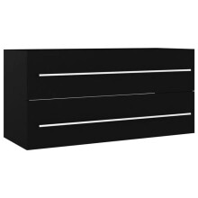 Waschbeckenunterschrank - HELLOSHOP26 - Schwarzer Spülenschrank 100x38,5x48 cm - Schwarz - Spanplatten - Geräumige Schublade