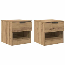 Mesas de cabeceira - HELLOSHOP26 - Estilo rústico - 2 gavetas - 40x39x40 cm - Bege