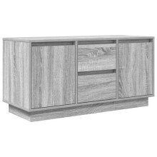 Mobile TV - HELLOSHOP26 - 100 x 41 x 50 cm - Sonoma grigio - LED RGB personalizzabili - 2 porte 2 cassetti
