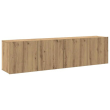 Mobili TV - HELLOSHOP26 - 80 x 30 x 41 cm - Set di 2 - Quercia artigianale (beige) - Design a parete pratico