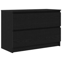 Mobile TV - HELLOSHOP26 - 80 x 35 x 54 cm - 2 cassetti - Nero opaco - Legno ingegnerizzato