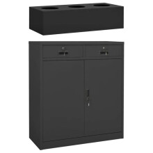 Armário de escritório - HELLOSHOP26 - 90x40x125 cm - Jardineira integrada - Aço antracite - 2 gavetas com chave
