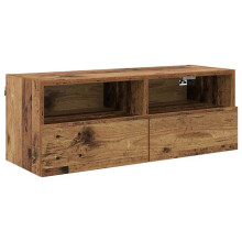 Mobile TV a muro - HELLOSHOP26 - 80 x 30 x 30 cm - 2 porte - Legno - Risparmio di spazio