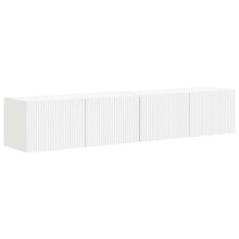 Mobile TV a muro - HELLOSHOP26 - Set di 2 mobili TV a muro moderni - Bianco - 2 porte - 4 ripiani