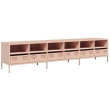 Mobile TV - HELLOSHOP26 - 202 x 39 x 43,5 cm - Acciaio laminato - Grande capacità di stoccaggio - 6 cassetti e 6 scomparti