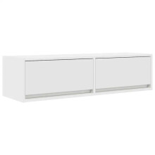 Mobile TV a muro - HELLOSHOP26 - 100 x 31 x 25,5 cm - 2 cassetti - Bianco - Legno ingegnerizzato