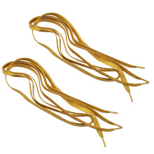 2X 45.7 inch Glitter Flat Coloured Shoelaces Boot Laces Shoelaces Sport Dance Fancy Dress-Gold