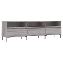Mobile TV - HELLOSHOP26 - sonoma grigio - 150x30x44,5 cm - 6 compartimenti - piedi in ferro