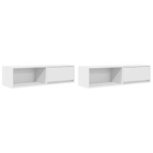 Mobile TV a muro - HELLOSHOP26 - Set di 2 mobili TV a muro - Bianco - 100 x 31 x 25,5 cm - 1 cassetto, 1 ripiano