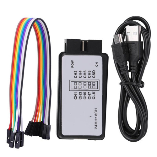 Logic Analyzer 24MHz Logic Analyzer Device USB Logic Analyzer Device Set  Digital Pocket Size 8 Channel Input Memory