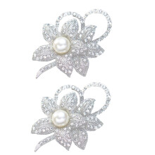 2X Spilla A Forma di Fiore Spilla con Cristallo Creato Lucido E Perla Creata per Il Matrimonio O Il Ballo Natalizio