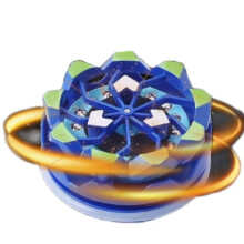 Battle Spinning Toy Metallic Blue Dual Crown with Spark Effect and Extended Spin Time