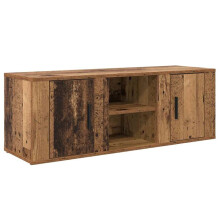 Mobile TV - HELLOSHOP26 - 100 x 31,5 x 35 cm - Legno antico - 2 porte - 2 ripiani