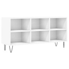 Mobile TV - HELLOSHOP26 - 103,5 x 30 x 50 cm - Bianco - 6 compartimenti - Piedi in ferro