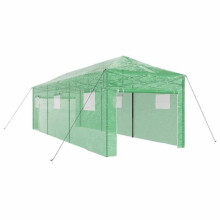 Tuinserre - HELLOSHOP26 - 290 x 870 x 315 cm - Opvouwbaar - Stalen structuur - Semi-doorzichtige groene polyethyleen bedekking