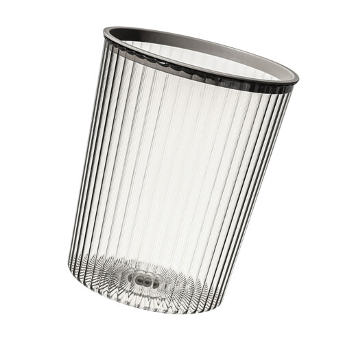 Large Transparent Plastic Garbage Bin with Lid, 23x28.5cm, Gray