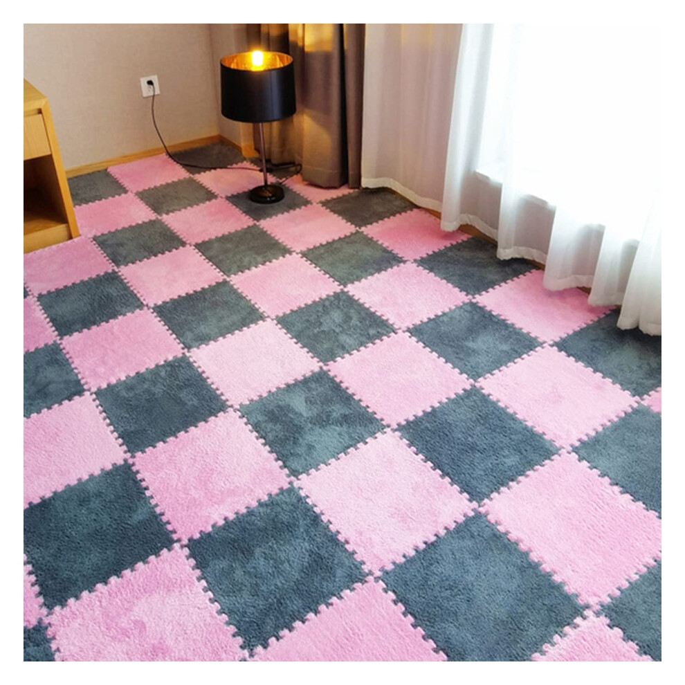 10Pcs 60x60cm Interlocking Carpet Tiles, Shaggy Soft Foam Play Mat for Bedroom and Nursery