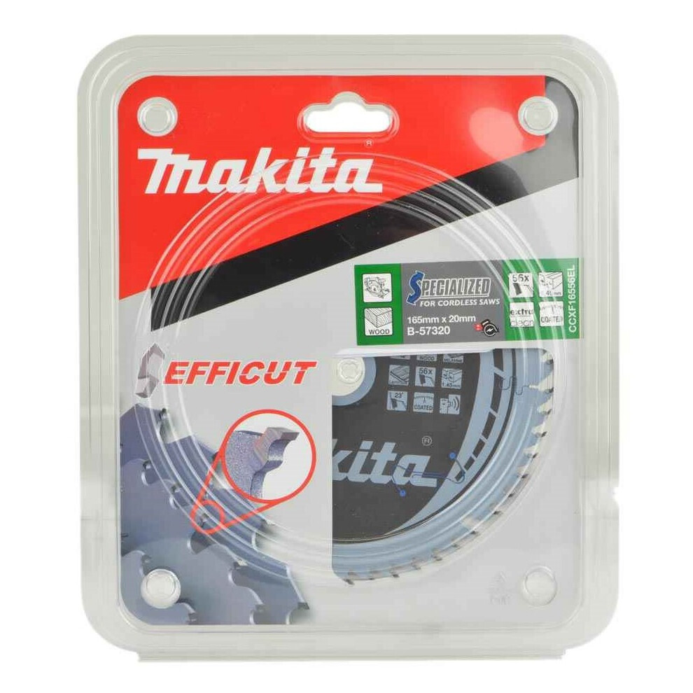 Makita B-57320 165Mm X 20Mm 56 Teeth Efficut Cordless Plunge Saw Blade Dsp600 088381518413