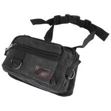 Casual Canvas Waist Bag Black, Large Capacity Multi-layer Men Fanny Pack