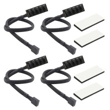 4PCS PWM Fan Hub, PC CPU Cooling 4 PIN/3PIN Fan Power Cable Hub Splitter Adapter Sleeved PWM Case Fan Splitter