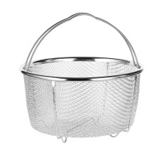 Stainless Steel Mesh Steaming Basket 18x18cm with Heat-Resistant Handles