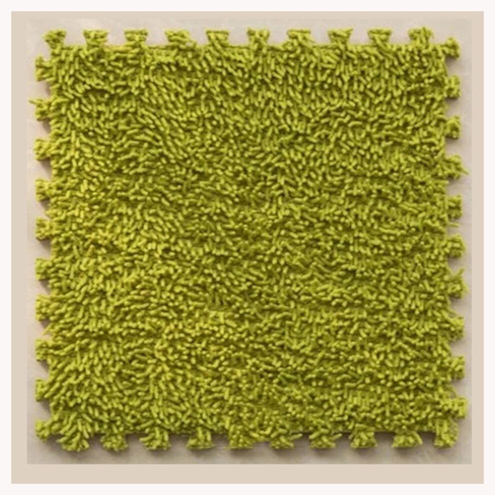 Interlocking Floor Mats Green Foam Puzzle Rug Tiles 12X12 Square Plush Carpet Panels 16Pcs 9073542437697