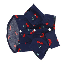 Hundehals-Shirt Hautfreundlich Atmungsaktiv Polyester Lässig Frühling Sommer Kirsche Navy Blau