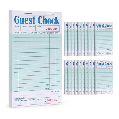 Lot de 20 Carnets de ChèQues D'InvitéS, Bloc-Notes de Serveur, Tampons de Câblage D'Accessoires Serveuse, Bloc-Notes de Commande de Fournitures de
