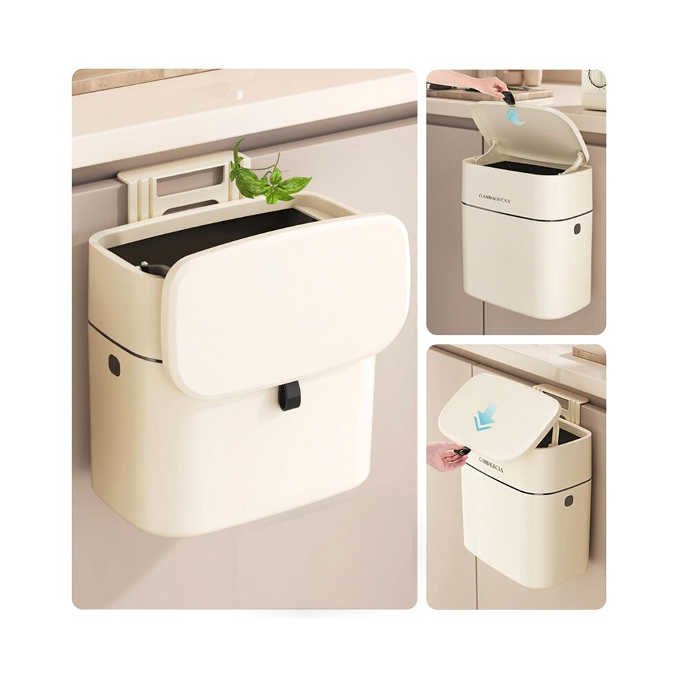 Compost Bin Kitchen Garbage Can 2.5 Gallon Countertop Indoor Small Hanging Trash Can With Lid Composting Bin White 4712399636680