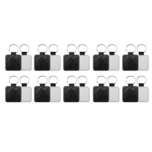 20Pack Sublimation Blanks Keychain Glitter PU Leather Keychain Heat Transfer Keyring Sublimation Blank Square Black