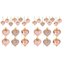 48Pcs Roségold Valentinstag Herzförmige Ornamente Herzförmige Kugeln Kugeln Ornamente für Home Tree Hanging Dekorationen