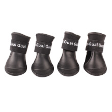(Black, L) 4Pcs Waterproof Dog Boots Candy Color