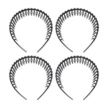 4X Plastic Teeth Comb Hairband Hair Hoop Headband Black for Woman