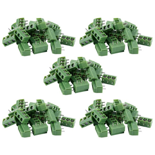 100 Pcs 3 Pin 5mm Pitch PCB Mount Screw Terminal Block AC 250V 8A
