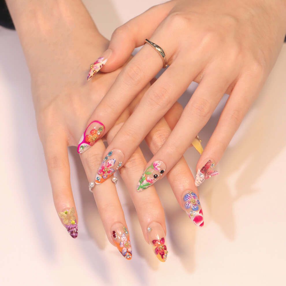 Roc-Electron 3D Rhinestone Almond Press On Nails