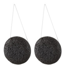 2X Teufelszunge Traenenbaum Gelee-Faser Gesicht Make- Waschen Pad Reinigung Schwamm Puderquaste Exfoliator-Schwarz