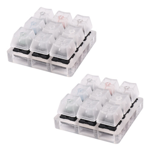 2X Acrylic Keyboard Tester 9 Clear Plastic Keycap Sampler for  MX Switches