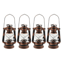 4 Pezzi Lanterne da Olio Nel Bronzo Antico da 25 cm (Coperchio) Lampada da Campeggio Esterna Portatile Nostalgica Sigillo Un Tenuta Stagna Lampada da