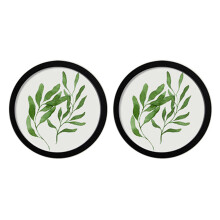 2X 10Inch Round Wooden Picture Frames Gift DIY Wall Hanging Wood Picture Holder Home Decoration(Black)