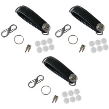 3X Fashion Car Key Pouch Bag Case Wallet Holder Chain Key Wallet Ring Pocket Key Organizer Leather Keychain Black