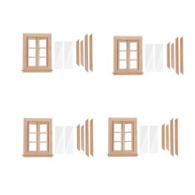 4 Juegos 1:12 Casa de MuñEcas Miniatura Ventana Doble Marco de 6 Paneles de Vidrio Y Placa de Cristal Casa de MuñEcas Bricolaje Doble Ventana