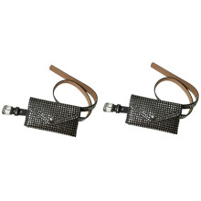 2X Fashion Rivets Waist Pack Luxury Designer Fanny Pack Small Women Waist Bag Phone Pouch Punk Belt Bag Purse(Black)