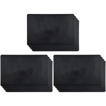 12PCS Heat-Resistant Placemats, Artificial Leather Placemats, Waterproof, Non-Slip, Washable Kitchen Placemats, (Black)