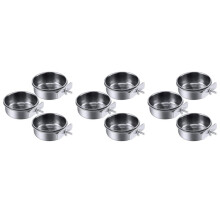 9-Piece Bird Feeder Cup Stainless Steel Feeder Cup Animal Cage Water Food Bowl S