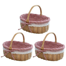 3X Weiden Korb Geschenk Körbe Leerer Ovaler Weiden Picknick Korb mit Griff Hochzeits Korb Klein