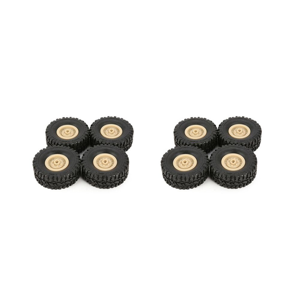 8Pcs Rubber Wheel Rim Tire Tyre For Rc 1/16 Climbing Crawler Car Wpl B-1/B-24/C-14/C-24/B-16 Truck Model Spare Yellow 4713765819317